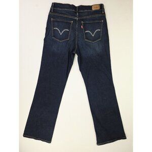 Levi's 8M Womens 32" Inseam 512 Perfectly Slimming Bootcut Blue Denim Logo Jeans